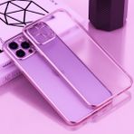 Ally Apple Apple iPhone 11 Pro Max 6.5inç Renkli Kenar Şeffaf Kılıf Kamera Korumalı Kılıf - Rose Gold