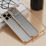 Ally Apple iPhone 11 Pro Max 6.5inç Renkli Kenar Şeffaf Kılıf Kamera Korumalı Kılıf - Gold
