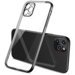 Ally Apple iPhone 11 Pro Max 6.5inç Renkli Kenar Şeffaf Kılıf Kamera Korumalı Kılıf - Siyah