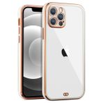 Ally Apple iPhone 12 Pro Max 6.7inç Gold Çerçeve Kamera Korumalı Bumper Kılıf - Beyaz
