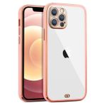 Ally Apple iPhone 12 Pro Max 6.7inç Gold Çerçeve Kamera Korumalı Bumper Kılıf - Pembe