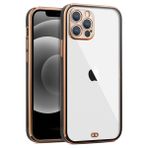 Ally Apple iPhone 12 Pro Max 6.7inç Gold Çerçeve Kamera Korumalı Bumper Kılıf - Siyah