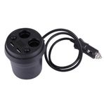 Ally Car Cup Çift USB Dijital Gostergeli Siyah Araç Şarjı
