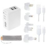 Ally Haweel Universal Seyahat Şarj Adeptör iPhone Uyumlu ve 1 Mikro USB Şarj Kablosu Set AL-33369 - Beyaz