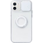 Ally iPhone 11 6.1inç Kılıf Sürgülü Kamera Lens Korumalı Yüzük Standlı Silikon Kılıf ALL-35490 - Beyaz
