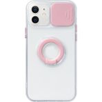 Ally iPhone 11 6.1inç Kılıf Sürgülü Kamera Lens Korumalı Yüzük Standlı Silikon Kılıf ALL-35490 - Pembe