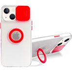 Ally İphone 13 6.1 İnç Kılıf Sürgülü Kamera Lens Korumalı Yüzük Standlı Silikon Kılıf-(5775)