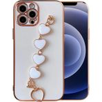Ally İphone 13 Pro 6.1İnç Kılıf Kalp Bileklik Tutuculu Lüx Silikon Askılı Kılıf-(5775)