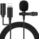 Ally İphone Lightning Yaka Mikrofonu+3.5Mm Jack Profesyonel Youtuber Mikrofonu-(5775)