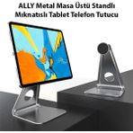 Ally Metal Masa Üstü Standlı Mıknatıslı Tablet Telefon TUTUCU-1852 - Belirtilmemiş - Gri