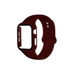 Ally Mobile Ally Apple Watch 4-5-6 44mm Silikon Kordon Kayış Ve Ekran Koruyucu Kılıf Bordo
