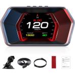 Ally P17 Hud Obd2 & Gps Çift Sistemli Araç Bilgisayarı | Dijital Kilometre, Su ve Yağ Sıcaklığı Ölçer, Hız & Alarm Göstergeli Oto Elektroniği - Siyah