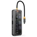 Ally SW1V-PRO Type-C To Usb3.0 3ADET+ 3.5mm+ Hdmı+ Vga+ Sd + Tf + Ethernet Çoğaltıcı Transparan HUB-1852 - Belirtilmemiş