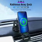 Ally Wireless Şarjlı 3İn1 Torpido Üstü Ve Havalandırma Telefon Kulaklık Saat Tutucu-1852