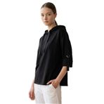 ALLYCO Grogren Detaylı Kapüşonlu Truvakar Kol Örme Sweatshirt,Mat Siyah XL