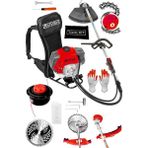 Alman 16 Hp Tam Profesyonel Sırt Tipi Benzinli Tırpan Ot Çalı Çim Biçme Makinesi Kırmızı + Canavar Başlık
