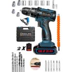 Alman 188VF 20 Ah Metal Şanzıman Çift Akülü Şarjlı Matkap 24PARÇA Akülü Vidalama Matkap Set Hediyel