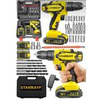 Alman 58 V 10 Ah Çelik Şanzıman Çelik Dişli Bakır Sargı Çift Akülü Darbeli Şarjlı Matkap + 24 Pcs Uç