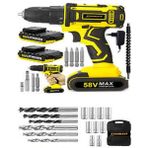 Alman 58 V 8 Ah Darbeli Metal Dişli Şanzıman Çift Akülü Şarjlı Vidalama Matkap 24 Prc Set