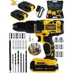 Alman E-Tech ST-348 /30 Çift Çelik Şanzıman Bakır Sargı Çift Akülü Şarjlı Vidalama Matkap Tam Prof