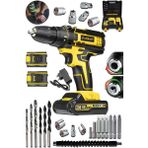 Alman H-Tech 298VF 25 Ah Çelik Şanzıman Bakır Sargılı Çift Akülü Şarjlı Darbeli Vidalama Matkap