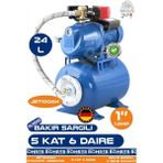 Alman JET750AH 0.75 Kw 1.0 Hp 24L Yatay Genleşme Tank -- Otomatik Hidrofor Bina Bahçe Su Pompası – 4 Kat 8 Daire - Dublex- Su Basıncında Profesyonel Çözüm