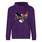 Alman kartal baskılı kapüşonlu sweatshirt – Almanya bayrağı kapüşonlu kazak, eğlenceli tişört vatanseverler için, Koyu Eflatun, XL