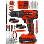 Alman Technology 58 V 5 Ah Darbeli Çift Akülü Şarjlı Vidalama Matkap 32 Parça Hobi Set