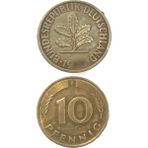 Almanya 10 Pfennig 1950 Eski Koleksiyon Yabancı Kağıt Para.