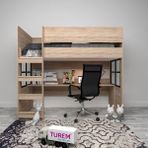 Almera Önden Merdivenli Ranza Mdf - Beyaz - 100 x 100 cm