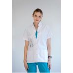 Almesta Hakim Yaka Kısa Kol Doktor Öğretmen Fit Önlük - Lab Coat - Beyaz - 3XL