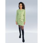 Almesta Vulpına-Queen Blazer Vatkalı Ceket Diz Üstü Etek Takım - 2XL - Yeşil