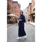 Almila Kısa Kollu Maxi Penye Elbise 2029 - Uzun Penye Elbise - 4XL - 5XL - Lacivert
