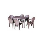 Almina 80X140 Rattan Camsiz Masa 6 Koltuklu Polo Rattan Sandalye Balkon Bahce Masa Takimi