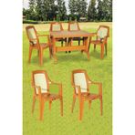 Almina 80X140cm Diamond Katlanir Ayakli 6 Kisilik Bahce Balkon Teras Masa Takimi Badem Renk