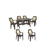 Almina 80X140cm Diamond Katlanir Ayakli 6 Kisilik Bahce Balkon Teras Masa Takimi Koyu Kahve