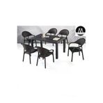 Almina Bambu Pro Rattan Camsiz 80X140cm Masa 6 Kisilik Sandalye Takimi Bahce Balkon Teras Seti Kahverengi