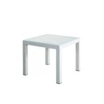 Almina Bambu Rattan Masa 90X90 Beyaz Camli Masa