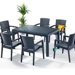 Almina Italy 90x150 Camsız Masa 6 Adet Bambu Sandalye Bahçe Masa Takımı