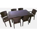 Almina Italy 90x150 Kahverengi Renk Camsız 6 Kişilik Rattan Desenli Bahçe Masa Takımı