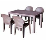 Almina Italy Pro 70x100 cm Rattan Desenli 4 Kişilik Kahverengi Renk Camsız Bahçe Masa Takımı