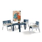 Almina Lyon Rattan 2+1+1 Beyaz Renk Bahçe Oturma Grubu