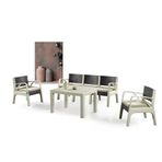 Almina Lyon Rattan 3+1+1 Kapuçino Renk Bahçe Oturma Grubu