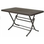 Almina Metal Ayaklı Masa Katlanır 70X120 Bahçe Balkon ve Teras Masası - Kahverengi