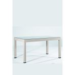 Almina Rattan Masa 80x140 cm Camlı Bej Krem Bahçe Balkon Teras Masası