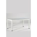 Almina Rattan Masa 90x150 cm Camlı Beyaz Bahçe Balkon Teras Masası