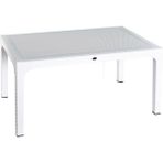 Almina Rattan Masa 90x150 cm Camsız Beyaz Bahçe Balkon Teras Masası