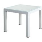 Almina Rattan Masa Camlı 90x90 cm Beyaz Bahçe Balkon Teras Masası