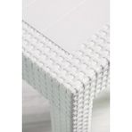 Almina Rattan Masa Takımı 80x140 Camsız Masa 6 Kişilik Sandalye Seti Bahçe Balkon Teras Takımı - Beyaz