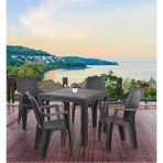 Almina Rattan Masa Takımı 90X90 Camsız Masa 4 Kişilik Sandalye Seti Bahçe Balkon Teras Takımı - Kahverengi